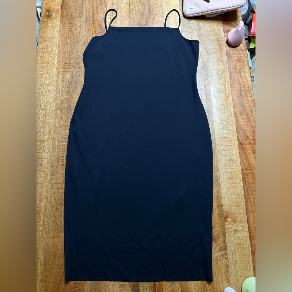 Good American Black Midi Dress with Spaghetti Straps